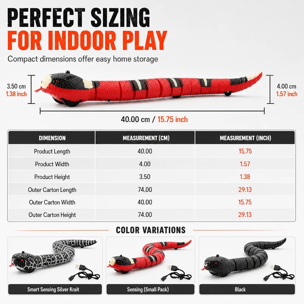 Smart‑Sensing Electric Simulation Snake Interactive Prank Toy